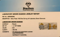 
              .91 CARAT CERTIFIED LAB GROWN DIAMONDS 8 MM STERLING SILVER GOLD PLATED STUDS EARRINGS
            