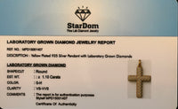 
              1.10 CARAT CERTIFIED LAB GROWN DIAMONDS STERLING SILVER GOLD PLATED 1.85 INCHES CROSS PENDANT
            