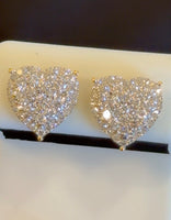 
              1.04 CARAT CERTIFIED LAB GROWN DIAMONDS 11 MM STERLING SILVER GOLD PLATED HEART STUDS EARRINGS
            