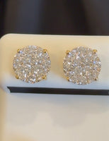 
              1.37 CARAT CERTIFED LAB GROWN DIAMONDS STERLING SILVER GOLD PLATED 10 MM STUDS EARRINGS
            