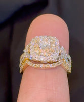 
              14K YELLOW GOLD 2.25 CARAT NATURAL DIAMOND CENTER .55 CARAT ENGAGEMENT RING WEDDING BAND BRIDAL SET
            