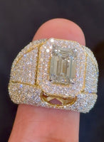 
              10K YELLOW GOLD 11.37 TCW 4 CARAT CENTER EMERALD CERTIFIED LAB GROWN DIAMONDS RING
            