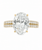 
              14K YELLOW GOLD 4.50 CARAT OVAL & ROUND LAB GROWN DIAMONDS ENGAGEMENT WEDDING RING
            