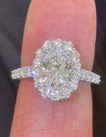 
              14K WHITE GOLD 3 CARAT OVAL LAB GROWN DIAMONDS ENGAGEMENT WEDDING RING
            