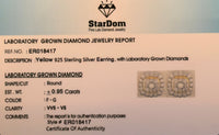 
              .95 CARAT CERTIFIED LAB GROWN DIAMONDS 10 MM STERLING SILVER GOLD PLATED STUDS EARRINGS
            