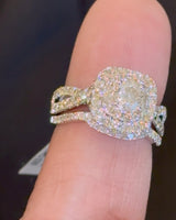 
              14K WHITE GOLD 2.25 CARAT NATURAL DIAMOND CENTER .55 CARAT ENGAGEMENT RING WEDDING BAND BRIDAL SET
            