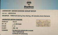 
              .79 CARAT CERTIFIED LAB GROWN DIAMONDS 15 MM STERLING SILVER GOLD PLATED STAR STUDS EARRINGS
            