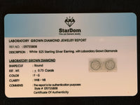
              .73 CARAT CERTIFED LAB GROWN DIAMONDS STERLING SILVER RHODIUM PLATED 12 MM STUDS EARRINGS
            