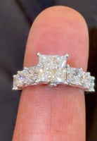 
              14K WHITE GOLD 4.50 CARAT PRINCESS LAB GROWN DIAMONDS ENGAGEMENT WEDDING RING
            