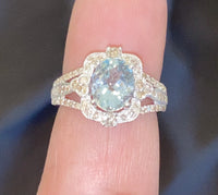 
              10K WHITE GOLD 2.75 CARAT DIAMOND & AQUAMARINE RING
            