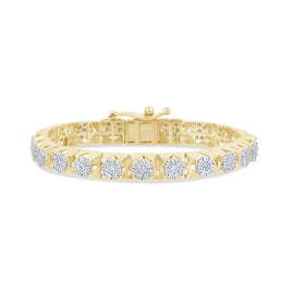 2 CARAT NATURAL DIAMONDS STERLING SILVER GOLD PLATED 34.66 GRAMS 8.50 INCHES 9 MM FANOOK DIAMOND BRACELET