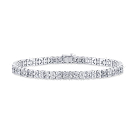 2.75 CARAT NATURAL DIAMONDS STERLING SILVER 32.60 GRAMS 8.50 INCHES 5 MM FANOOK DIAMOND BRACELET