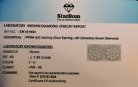 
              1.45 CARAT STERLING SILVER 13 MM CERTIFIED LAB GROWN DIAMONDS STUDS EARRINGS
            