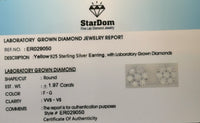 
              1.97 CARAT CERTIFIED LAB GROWN DIAMONDS 10 MM STERLING SILVER GOLD PLATED STUDS EARRINGS
            