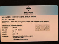 
              2.22 CARAT CERTIFED LAB GROWN DIAMONDS STERLING SILVER 10 MM STUDS EARRINGS
            