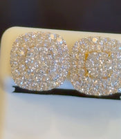 
              2.17 CARAT CERTIFIED LAB GROWN DIAMONDS 14 MM STERLING SILVER GOLD PLATED STUDS EARRINGS
            