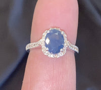 
              10K WHITE GOLD 2.50 CARAT DIAMOND & BLUE SAPPHIRE RING
            