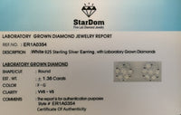 
              1.36 CARAT CERTIFIED LAB GROWN DIAMONDS 9 MM STERLING SILVER GOLD PLATED STUDS EARRINGS
            