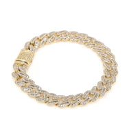 
              10K YELLOW GOLD 6 CARAT REAL DIAMOND 32.34 GRAMS 8.25 INCHES 10 MM CUBAN LINK BRACELET
            