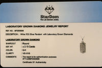 
              2.15 CARAT CERTIFIED LAB GROWN DIAMONDS STERLING SILVER RHODIUM PLATED 1.50 INCHES PENDANT
            