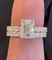 
              14K YELLOW GOLD 4.11 CARAT CERTIFIED LAB GROWN DIAMONDS ENGAGEMENT RING WEDDING BAND BRIDAL SET
            