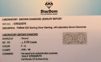 
              2.23 CARAT CERTIFIED LAB GROWN DIAMONDS 13 MM STERLING SILVER GOLD PLATED STUDS EARRINGS
            