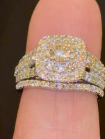 
              14K WHITE GOLD 2.25 CARAT NATURAL DIAMOND CENTER .55 CARAT ENGAGEMENT RING WEDDING BAND BRIDAL SET
            