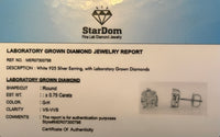 
              .75 CARAT CERTIFIED LAB GROWN DIAMONDS 8 MM STERLING SILVER RHODIUM PLATED STUDS EARRINGS
            