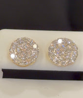 
              1.19 CARAT CERTIFIED LAB GROWN DIAMONDS 9 MM STERLING SILVER GOLD PLATED STUDS EARRINGS
            