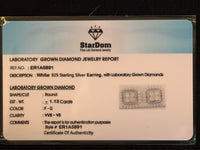 
              1.13 CARAT CERTIFED LAB GROWN DIAMONDS STERLING SILVER 12 MM STUDS EARRINGS
            