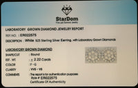 
              2.22 CARAT CERTIFIED LAB GROWN DIAMONDS 13 MM STERLING SILVER RHODIUM PLATED STUDS EARRINGS
            