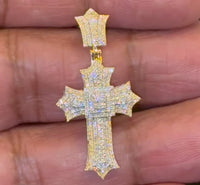 
              10K YELLOW GOLD .40 CARAT 1.40 INCHES NATURAL DIAMOND CROSS PENDANT CHARM
            