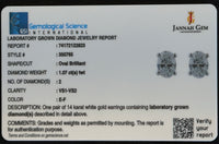 
              14K WHITE GOLD 1.07 CARAT 6 MM OVAL LAB GROWN DIAMONDS SOLITAIRE STUDS EARRINGS
            