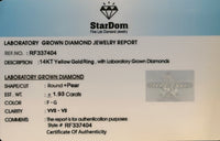 
              14K YELLOW GOLD 1.93 CARAT CERTIFIED LAB GROWN DIAMONDS ENGAGEMENT WEDDING RING
            