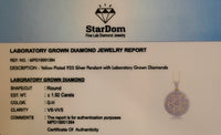 
              1.92 CARAT CERTIFIED LAB GROWN DIAMONDS STERLING SILVER GOLD PLATED 1.40 INCHES PENDANT
            