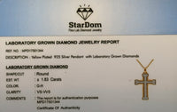
              1.83 CARAT CERTIFIED LAB GROWN DIAMONDS STERLING SILVER GOLD PLATED 1.85 INCHES CROSS PENDANT
            