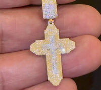
              10K YELLOW GOLD .50 CARAT 1.50 INCHES NATURAL DIAMOND CROSS PENDANT CHARM
            
