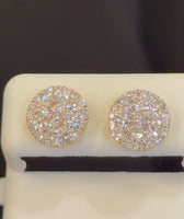
              1.47 CARAT CERTIFIED LAB GROWN DIAMONDS 10 MM STERLING SILVER GOLD PLATED STUDS EARRINGS
            