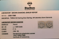 
              1 CARAT CERTIFIED LAB GROWN DIAMONDS 11 MM STERLING SILVER GOLD PLATED STUDS EARRINGS
            
