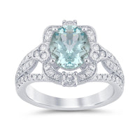 
              10K WHITE GOLD 2.75 CARAT DIAMOND & AQUAMARINE RING
            