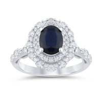 
              10K WHITE GOLD 2.25 CARAT DIAMOND & BLUE SAPPHIRE RING
            