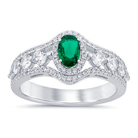 
              10K WHITE GOLD 1.30 CARAT DIAMOND & EMERALD RING
            