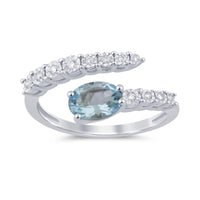 
              10K WHITE GOLD .85 CARAT DIAMOND & AQUAMARINE RING
            