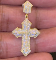
              10K YELLOW GOLD .50 CARAT 1.50 INCHES NATURAL DIAMOND CROSS PENDANT CHARM
            