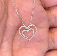 
              10K WHITE GOLD .20 CARAT REAL DIAMOND HEART PENDANT NECKLACE WITH WHITE GOLD CHAIN
            