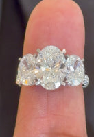 
              14K WHITE GOLD 7.75 CARAT OVAL & ROUND LAB GROWN DIAMONDS ENGAGEMENT WEDDING RING
            