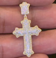 
              10K YELLOW GOLD .50 CARAT 1.50 INCHES NATURAL DIAMOND CROSS PENDANT CHARM
            