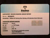 
              1.37 CARAT CERTIFED LAB GROWN DIAMONDS STERLING SILVER GOLD PLATED 10 MM STUDS EARRINGS
            