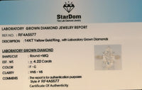
              14K YELLOW GOLD 4.22 CARAT CERTIFIED LAB GROWN DIAMONDS ENGAGEMENT WEDDING RING
            