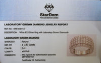 
              3.63 CARAT CERTIFIED LAB GROWN DIAMONDS STERLING SILVER RING
            